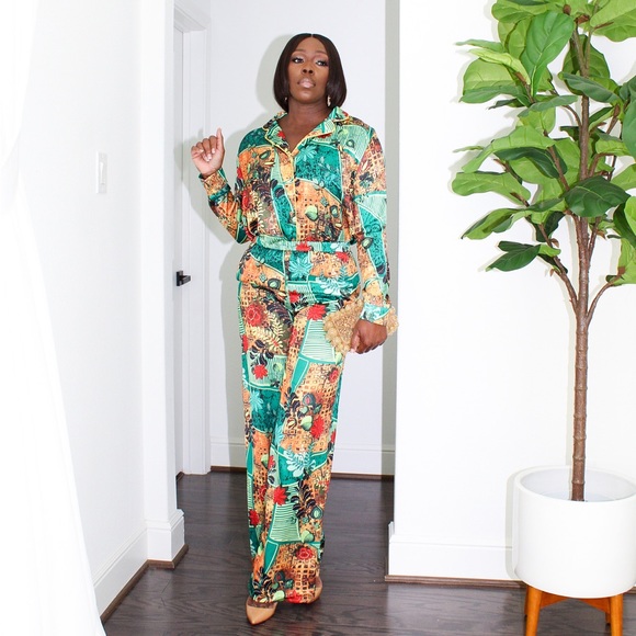 PAJAMA STYLE 2 PC PANTS SET - Picture 1 of 2